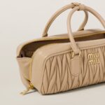Arcadie Matelassé Large Soft Lamb Leather Handbag Sandy yellow - Image 3