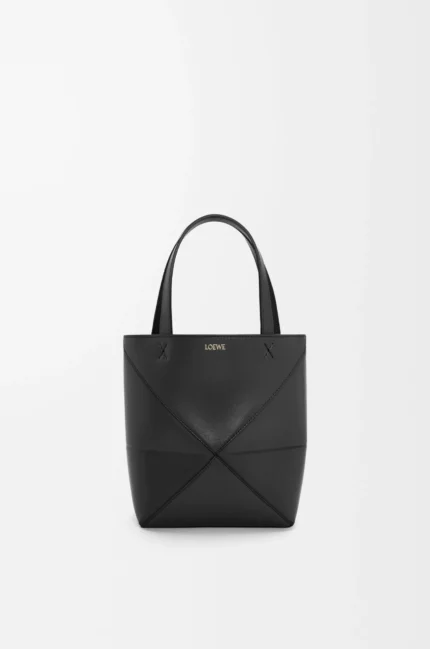 Mini Puzzle Fold tote in shiny calfskin