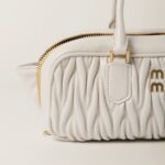 Arcadie Matelassé Large Soft Lamb Leather Handbag White - Image 4