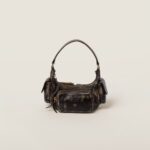 Soft Lamb Nappa Pocket Handbag Coffee Brown