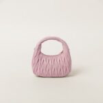 Wander Matelassé Soft Lamb Nappa Small Crescent Moon Bag Snow Pink - Image 3