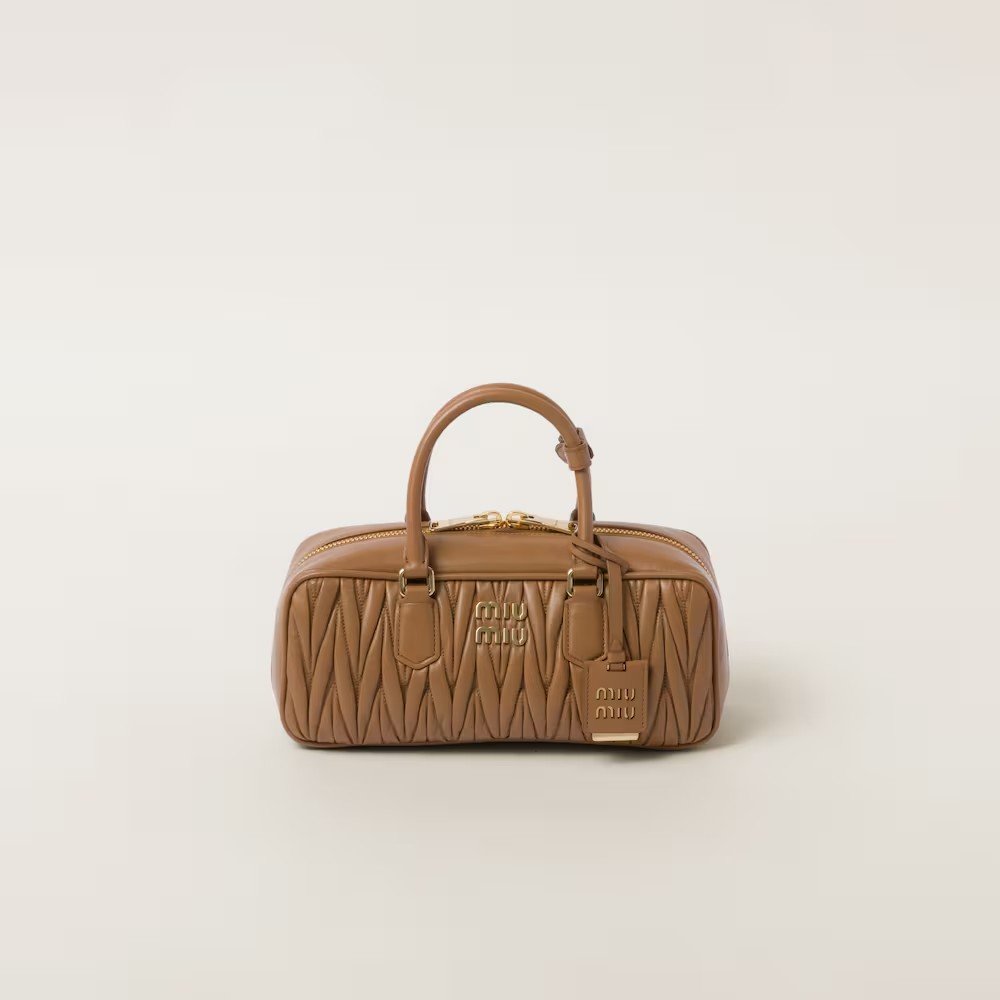 d4a9cf71124c0cfcbc86404ce483533c.jpg Arcadie Matelassé Large Soft Lamb Leather Handbag caramel color - Image 1