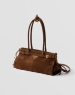 Prada Bonnie Medium Suede Leather Handbag - Image 4