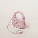 Wander Matelassé Soft Lamb Nappa Small Crescent Moon Bag Snow Pink - Image 4