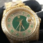 Rolex Datejust Yellow Gold Green Dial Iced out 118348 Replica - Image 2