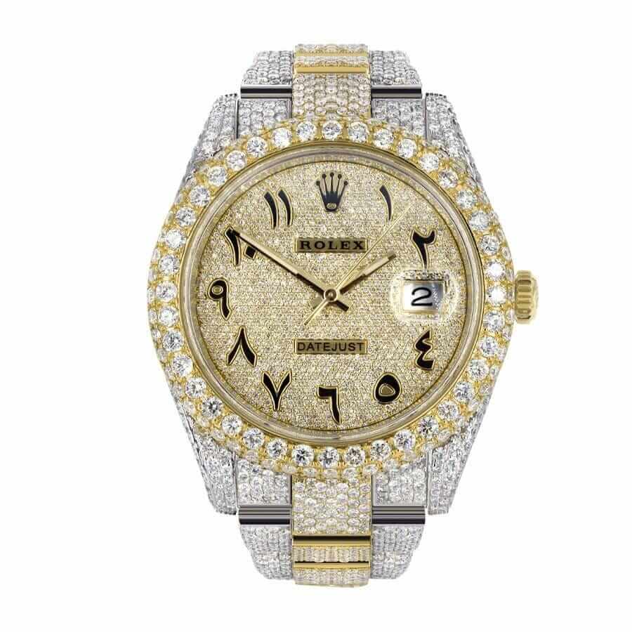 rolex-datejust-two-tone-yellow-gold-arabic-dial-iced-out-116300-replica.jpg Rolex Arabic Dial Replica - Image 1